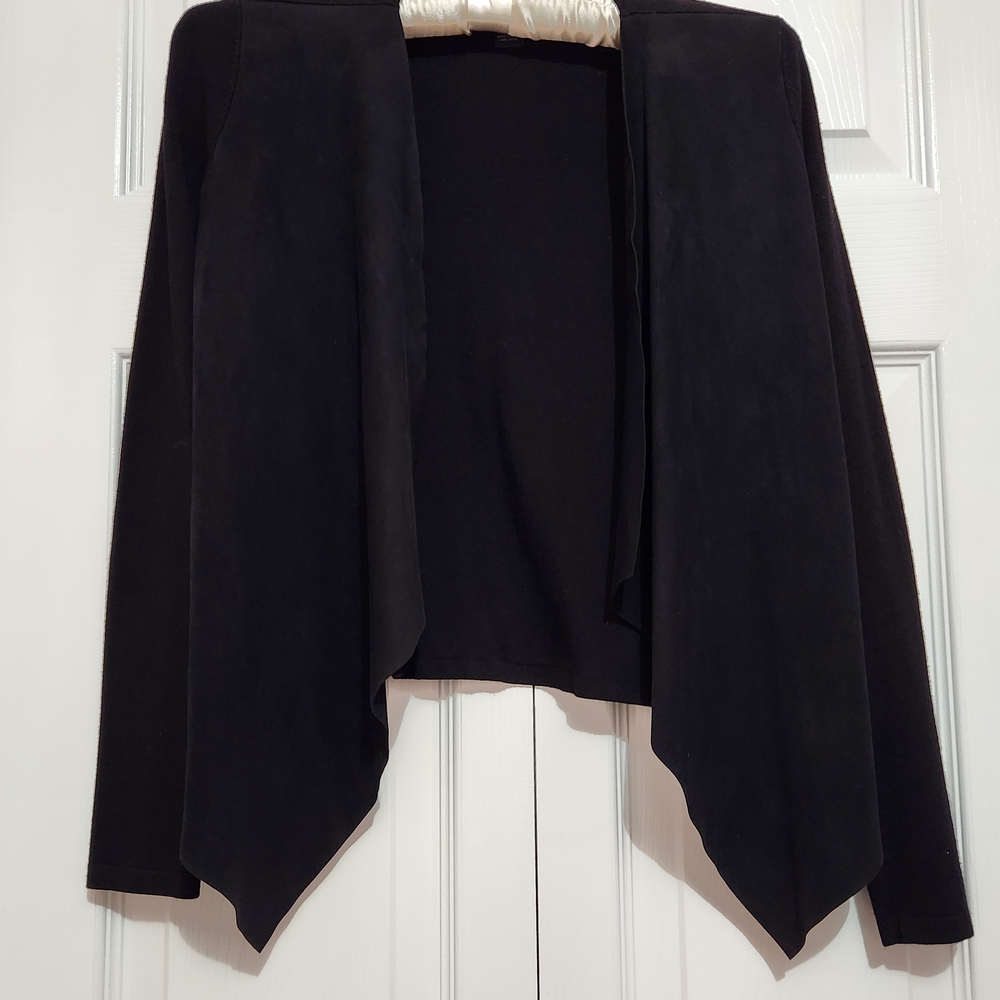 INC International Concepts Black Open-Front Sweater